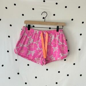 Vintage pink and white y2k micro shorts with drawstrings